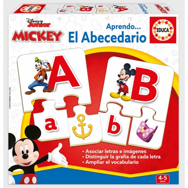 Εκπαιδευτικό παζλ, Educa, Mickey and Friends, Alphabet, 81 τεμάχια