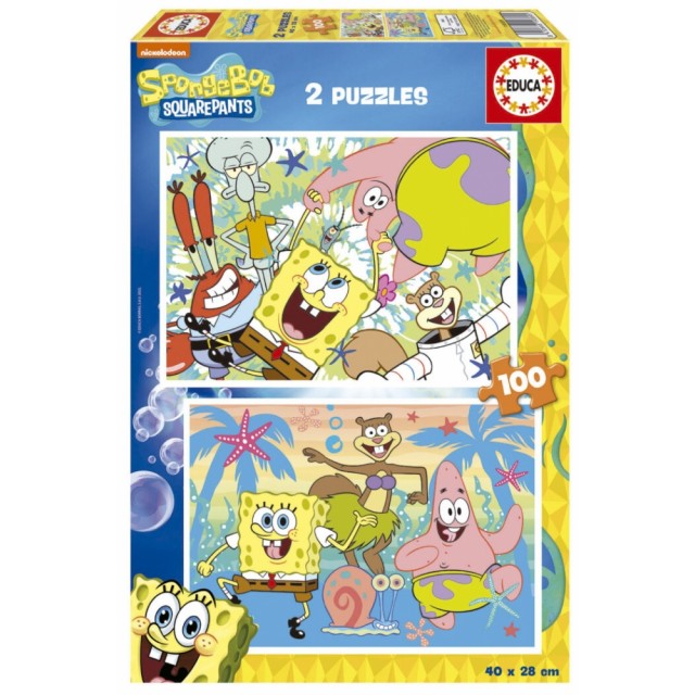 Пъзел 2в1, Educa, Sponge Bob, 2 х 100 части