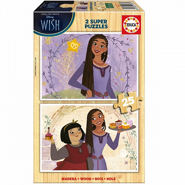 Дървен пъзел Wish 2в1, 2 х 25 части