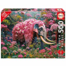 Παζλ, Educa, Elephant με φυτικά μοτίβα, 500 τεμάχια