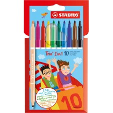 Σετ μαρκαδόροι, Stabilo, Trio 2 σε 1, 10 χρώματα