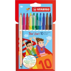 Σετ μαρκαδόροι, Stabilo, Trio 2 σε 1, 10 χρώματα