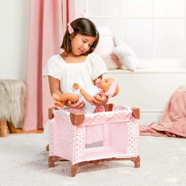 Παιδικό παιχνίδι Lulla Baby 14" Πτυσσόμενη κούκλα παρκοκρέβατο, 33 x 15,24 x 12,7 cm, ροζ