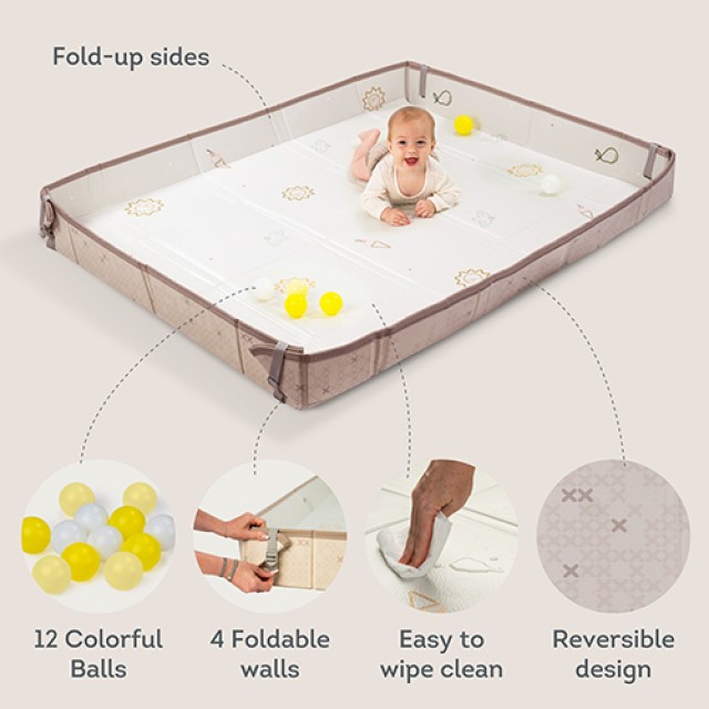 Παιδικό χαλάκι διπλής όψης, Taf Toys, Fold 'n Fun, Λευκό, 150 x 180 εκ.