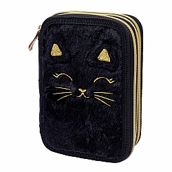 Τριπλή θήκη νιπτήρα με αξεσουάρ, Astra, Fluffy black kitten, AC31, 20,5 x 13 x 6 εκ.