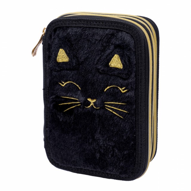 Τριπλή θήκη νιπτήρα με αξεσουάρ, Astra, Fluffy black kitten, AC31, 20,5 x 13 x 6 εκ.