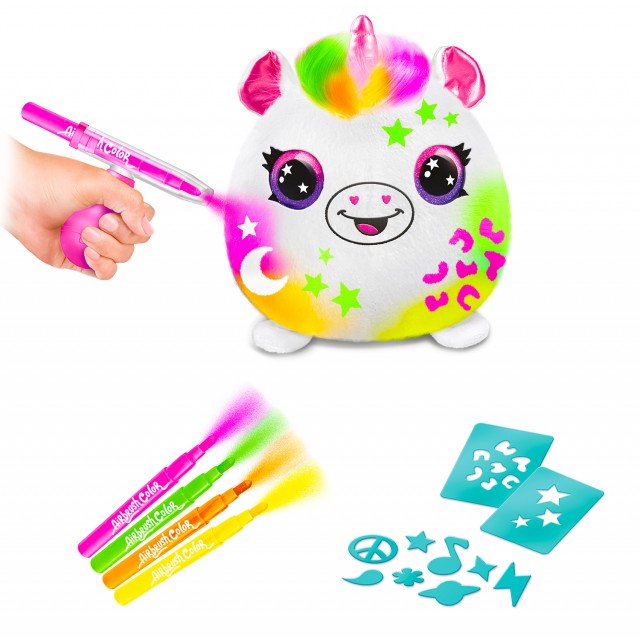 Σετ δημιουργικής δημιουργίας, Canal Toys, Μίνι λούτρινο παιχνίδι για χρωματισμό, Νέον, 15 εκ.