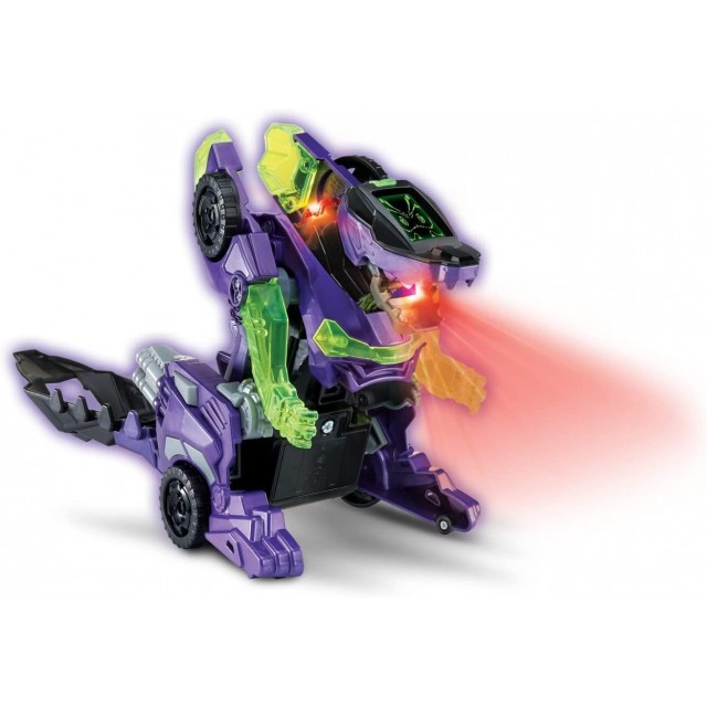 Interactive Toy, Vtech, Transformer Demolish, Car and Dragon 2in1, Purple