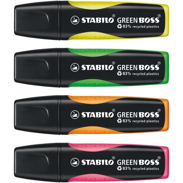 Σετ γραφείου με δείκτες κειμένου, Stabilo Green Boss ST6070/04, 4 χρώματα