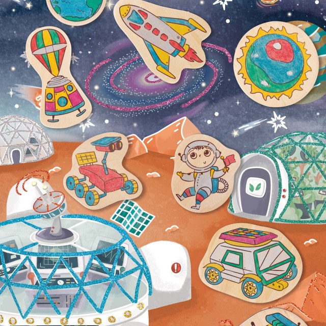 Creative kit, Hape, μαγνήτες DIY, Life on Mars, 17 τεμάχια