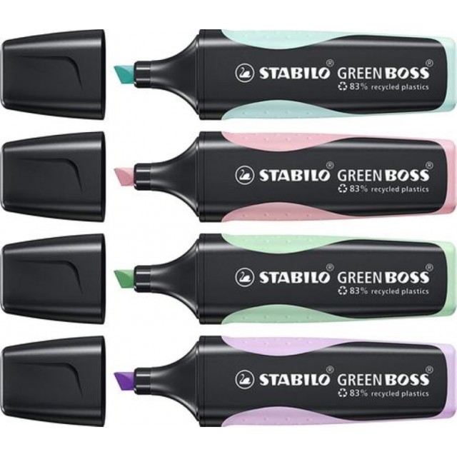 Σετ μαρκαδόρων κειμένου, Stabilo, Green Boss ST6070/4-2 παστέλ, 4 χρώματα