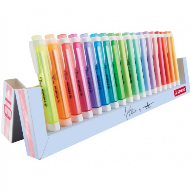 Σετ μαρκαδόρων κειμένου, Stabilo, Swing Cool Crayon με βάση γραφείου ST275/18-01-5, 18 χρώματα