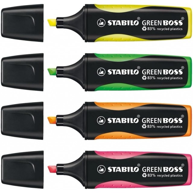 Σετ γραφείου με δείκτες κειμένου, Stabilo Green Boss ST6070/04, 4 χρώματα