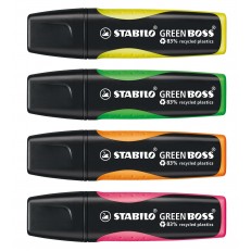 Σετ δείκτες κειμένου, Stabilo, Green Boss ST6070/4 φθορισμού, 4 χρώματα