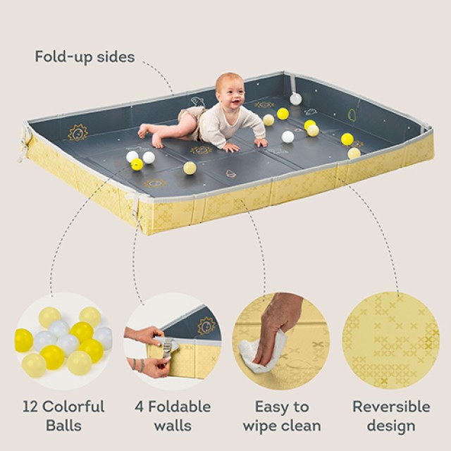 Μωρό διπλής όψης χαλάκι, Taf Toys, Fold 'n Fun, σκούρο μπλε, 150 x 180 εκ.