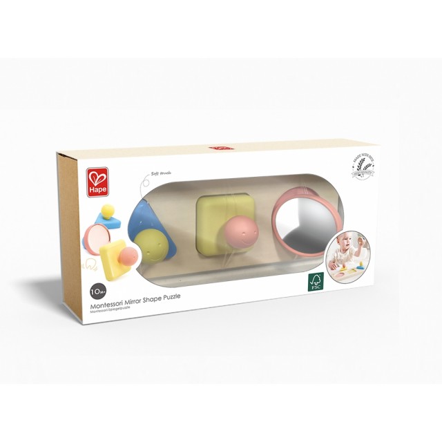 Montessori Educational Sensory Toy, Hape, Mirror Shapes, 24,6 x 6 x 8,8 cm