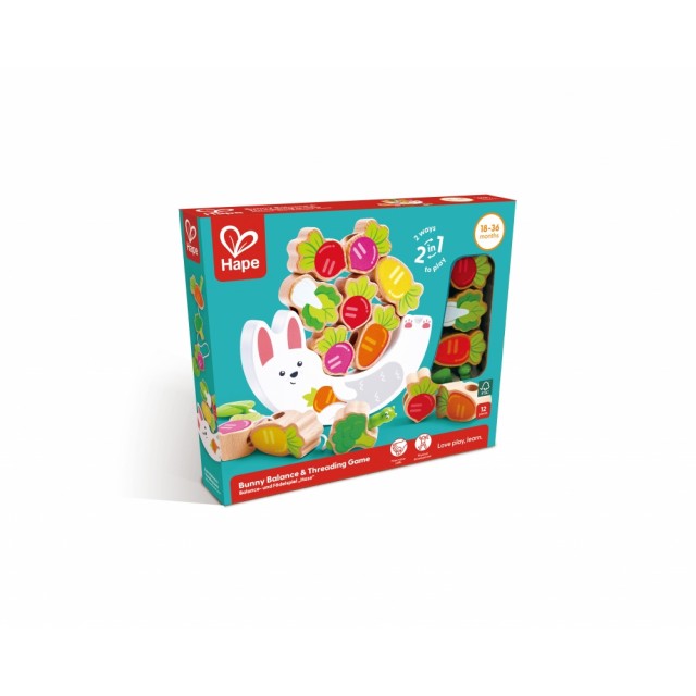 Διαδραστικό ξύλινο παιχνίδι, Hape, Bunny, Ισορροπία και Στρινγκ