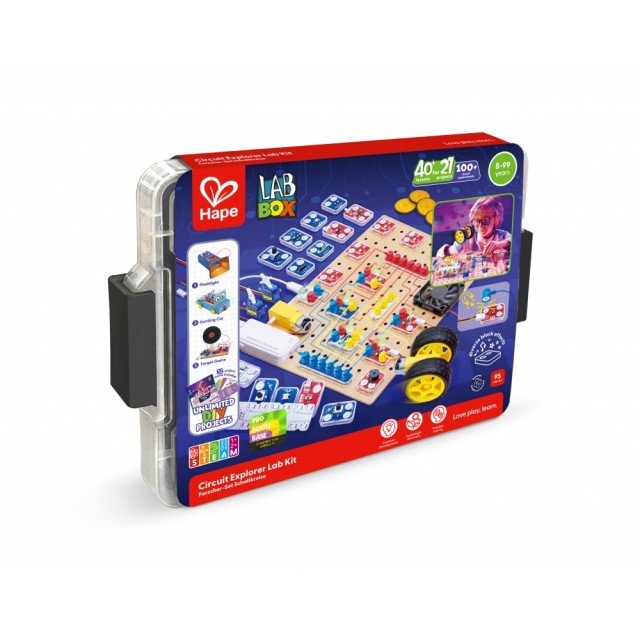 Εκπαιδευτικό σετ, Hape, LabBox, Εργαστήριο Έρευνας Κυκλωμάτων, 95 τεμάχια