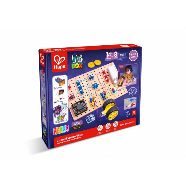 Εκπαιδευτικό σετ, Hape, LabBox, Εξερεύνηση κυκλώματος, Βασικό επίπεδο, 30 τεμάχια