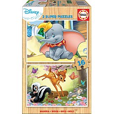 Disney ζώα Dumbo και Bambi - παζλ 2x16 κομμάτια