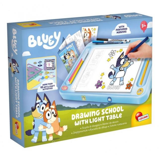 Σετ δημιουργικής ζωγραφικής, Lisciani, Bluey, Σχολή σχεδίου με φωτεινό πίνακα