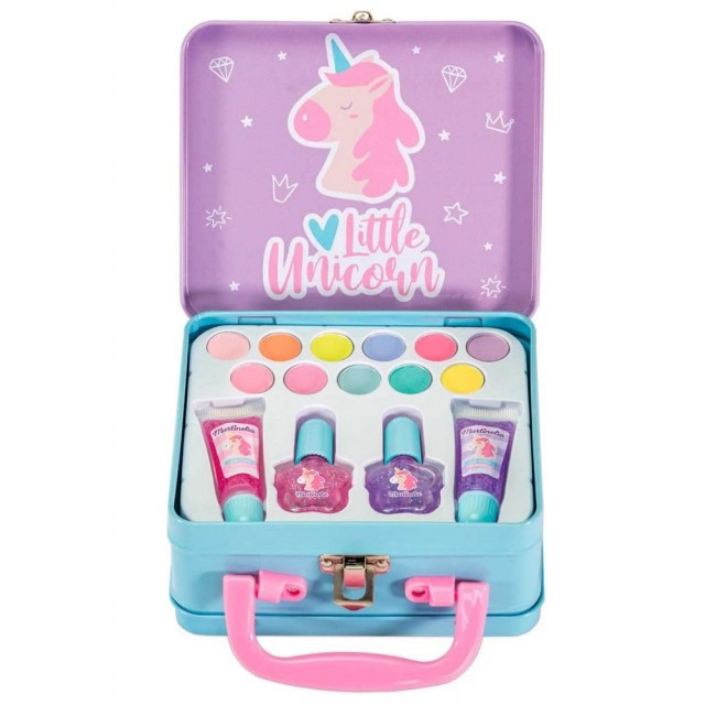 Комплект козметика в метално куфарче Little Unicorn, 15 части