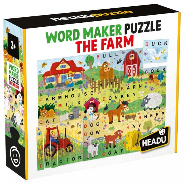 Образователен пъзел Word Maker, Фермата, 67 части