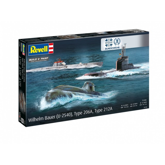 Κιτ μοντέλου συναρμολόγησης, Revell, υποβρύχιο Bundeswehr για την 70ή επέτειο: Wilhelm Bauer, Τύπος 206A, Κλάση 2, 154 ανταλλακτικά