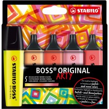 Σετ δείκτες κειμένου, Stabilo, Boss Original Arty Warm Colors ST70/5-02-1-20, 5 χρώματα