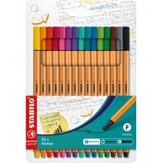 Σετ Fineliner, Stabilo, Point 88 ST8815, 15 χρώματα