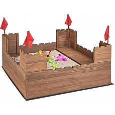 Ξύλινο sandbox με πάγκους Castle, Costway