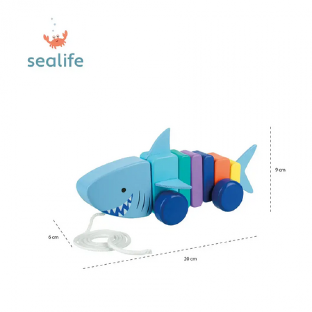 Дървена играчка за дърпане "Акула" -  Sea Life