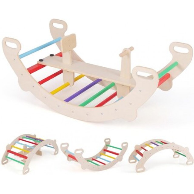 Ξύλινη κούνια climber "Rainbow" 4in1, Costway