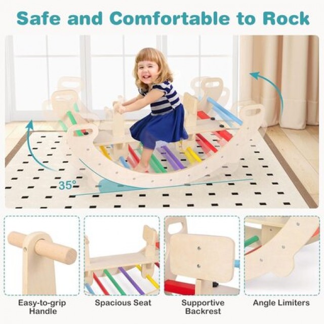 Ξύλινη κούνια climber "Rainbow" 4in1, Costway