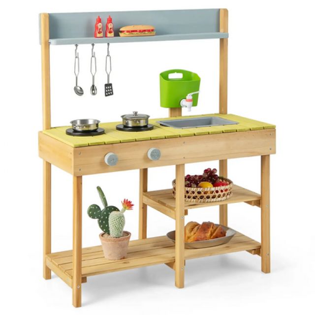 Wooden Garden Play Kitchen, Costway