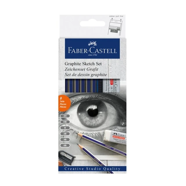 Faber-Castell μολύβια Goldfaber 1221, σετ 6 τμχ με ξύστρα и γόμα