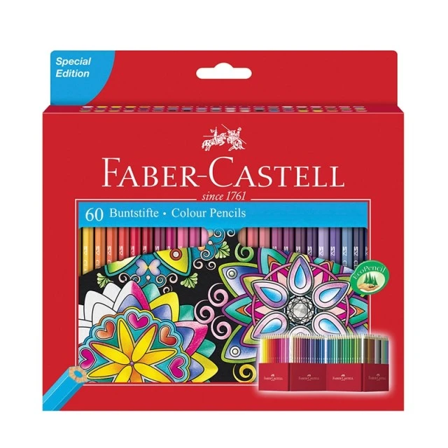 Faber-Castell χρωματιστά μολύβια Castle, 60 χρώματα