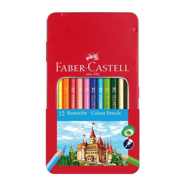 Faber-Castell χρωματιστά μολύβια Castle, 12 χρώματα, μεταλλική κασετίνα