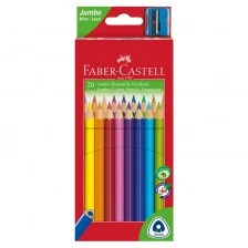 Faber-Castell τριγωνικά Jumbo χρωματιστά μολύβια, 20 χρώματα, με ξύστρα