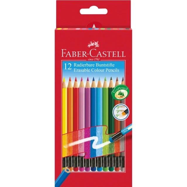 Faber-Castell χρωματιστά μολύβια, σβήσιμα, 12 χρώματα