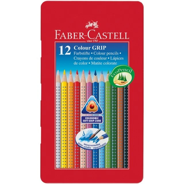 Faber-Castell ακουαρέλα μολύβια Grip 2001, 12 χρώματα, μεταλλική κασετίνα