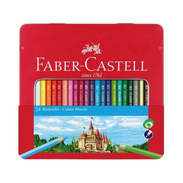 Faber-Castell χρωματιστά μολύβια Castle, 24 χρώματα, μεταλλική κασετίνα
