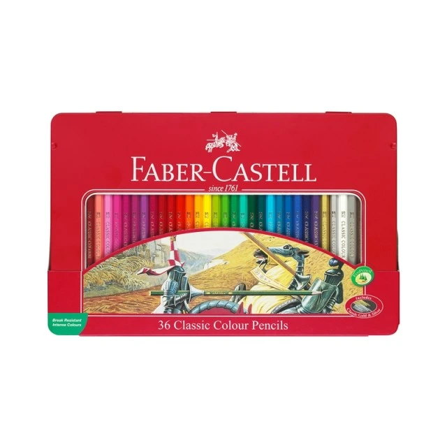 Faber-Castell χρωματιστά μολύβια Castle, 36 χρώματα, μεταλλική κασετίνα