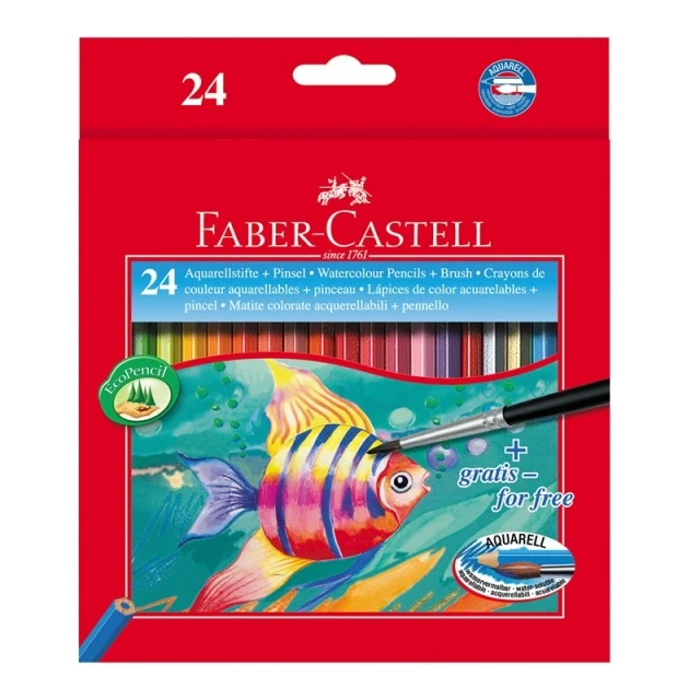 Faber-Castell ακουαρέλα μολύβια, 24 χρώματα με πινέλο