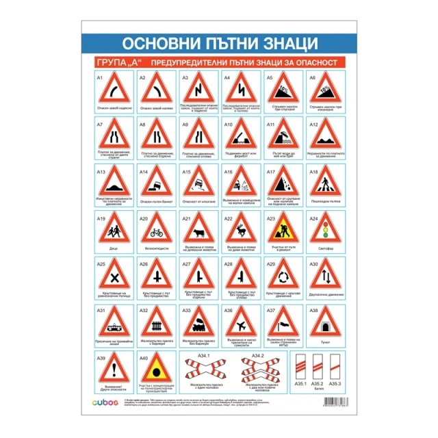 Cubos Ученическо табло ’’Пътни знаци’’, 70 х 100 cm