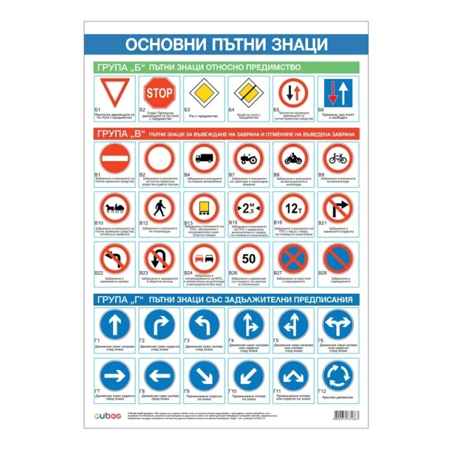 Cubos Ученическо табло ’’Пътни знаци’’, 70 х 100 cm