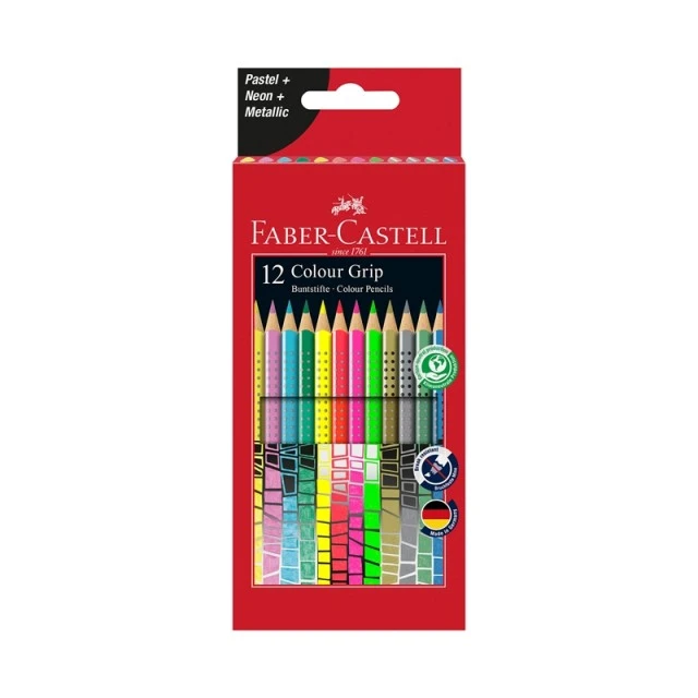 Faber-Castell ακουαρέλα μολύβια Grip, 12 παστέλ, νέον και μεταλλικά χρώματα