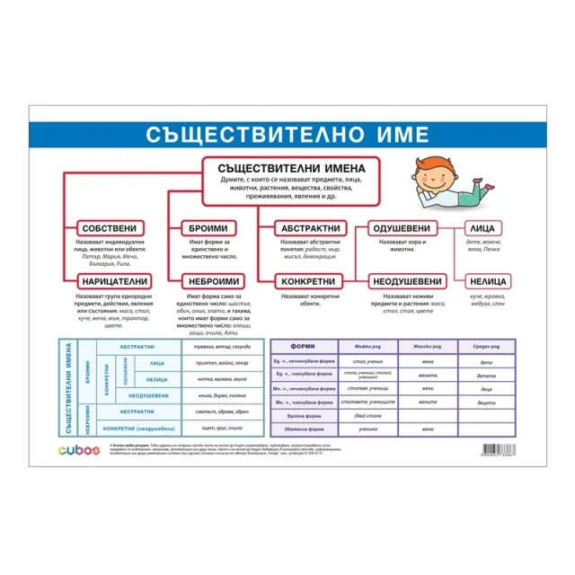 Cubos σχολική πινακίδα «Ορθογραφία ουσιαστικών», 100 x 70 εκ.