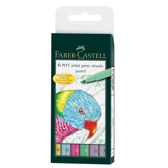 Faber-Castell μαρκαδόροι-πινέλο Pitt Artist Pen B, 6 παστέλ χρώματα