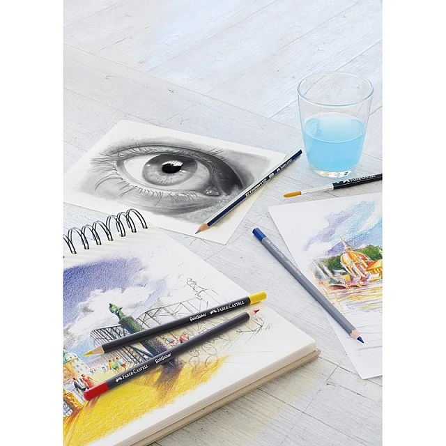 Μολύβια Faber-Castell Watercolor Goldfaber Aqua, 36 χρωμάτων, σε μεταλλικό κουτί